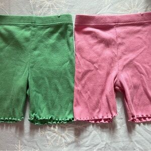 Green and Pink Ribbed Girls Shorts Set